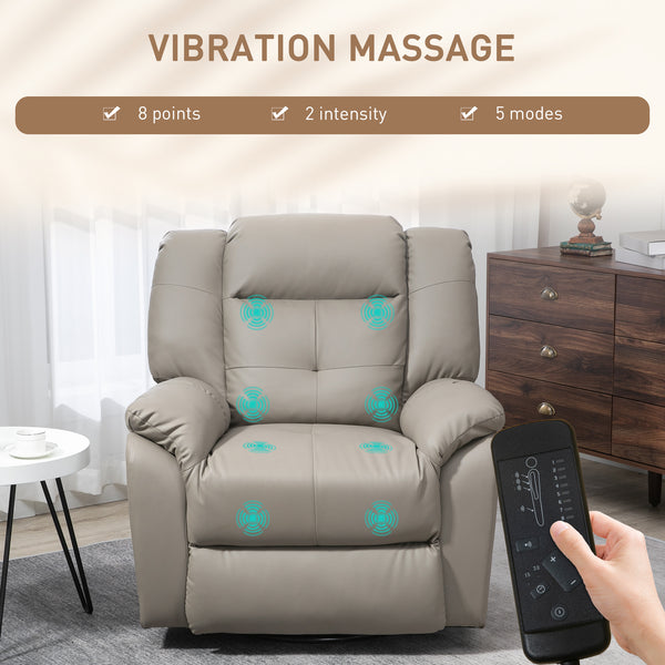Fauteuil inclinable massant à vibrations 8 points, gris