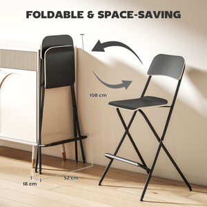 Set of 2 folding bar stools, black