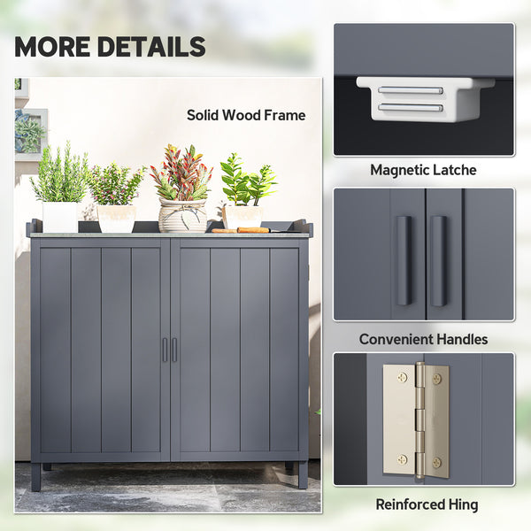 Armoire de rangement avec plateau galvanisé et étagère, gris