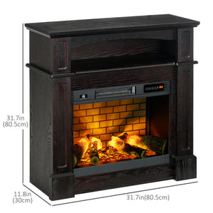 Cheminée électrique avec manteau brun de 700 W/1 400 W