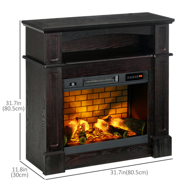Cheminée électrique avec manteau brun de 700 W/1 400 W