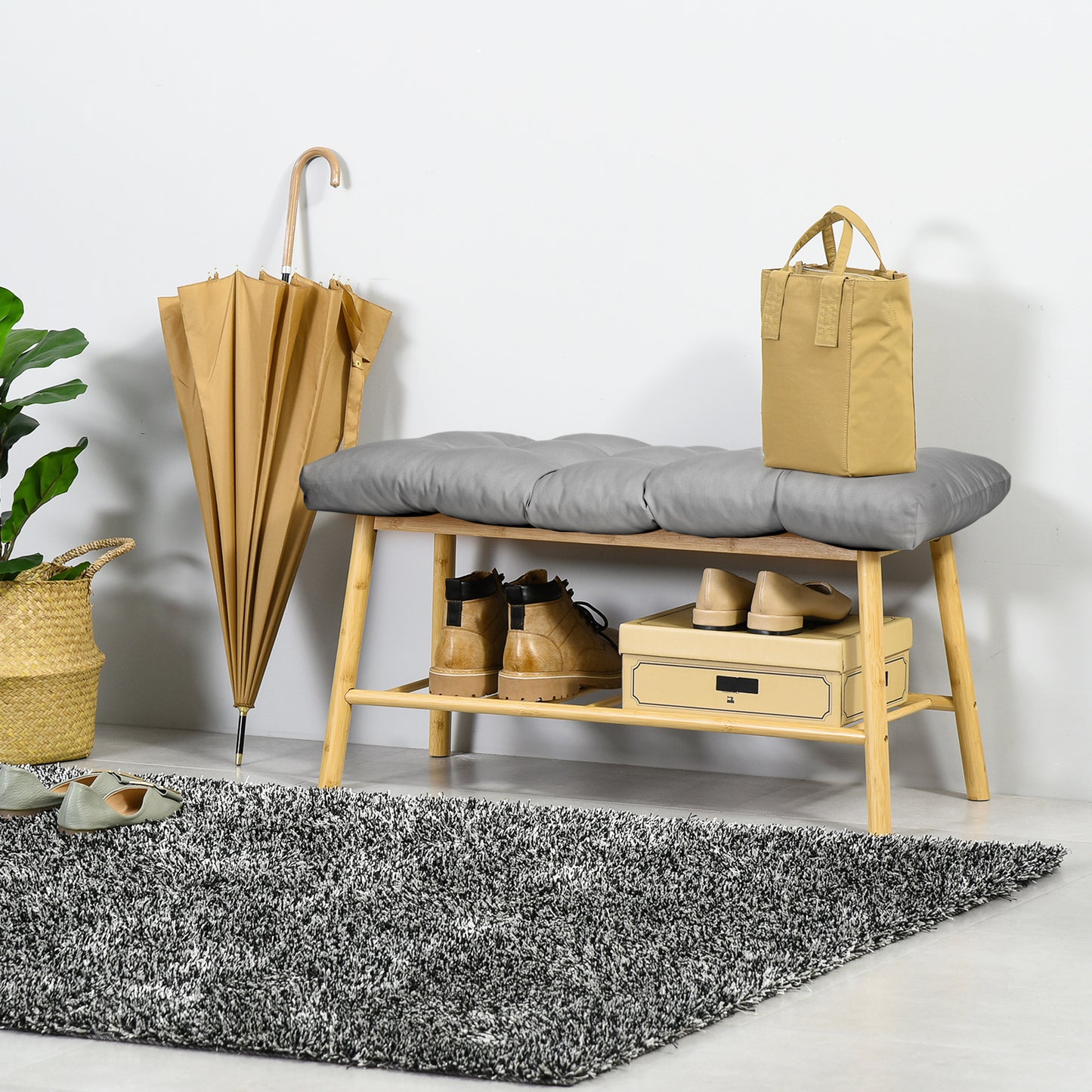 Lot de 2 coussins de rechange pour banc de terrasse, coussin de siège pour causeuse d'extérieur 2 places, gris