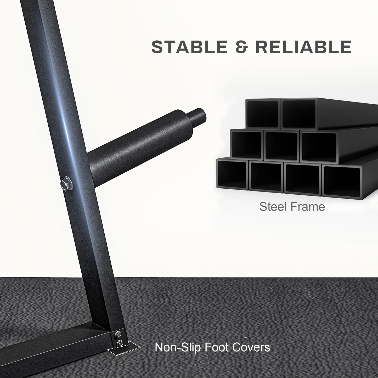 Weight rack for 2.5 or 5 cm discs, 300 kg capacity, for your home gym storage