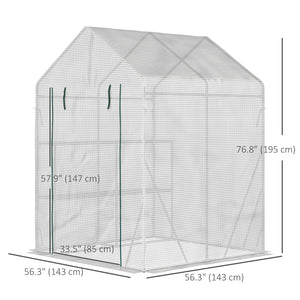 Outdoor greenhouse with 2-tier shelf
