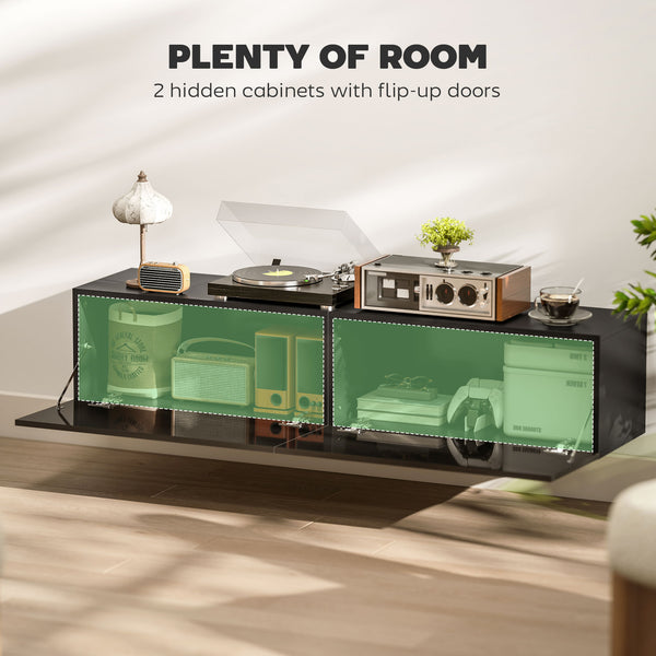 Meuble TV mural avec rangements pour téléviseurs 45, 55 et 65 pouces, noir