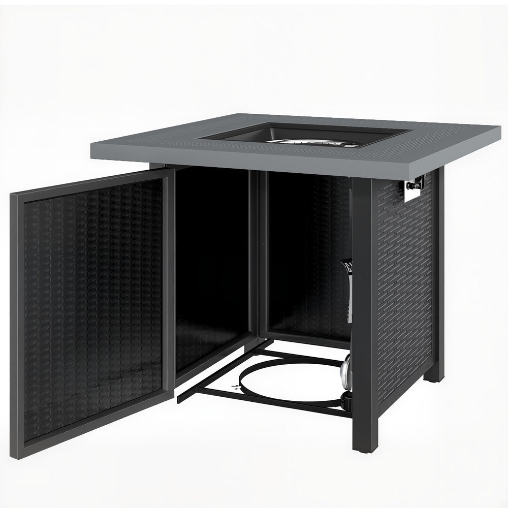 Table foyer au propane 40 000 BTU, avec pierres de lave et couvercle, noire