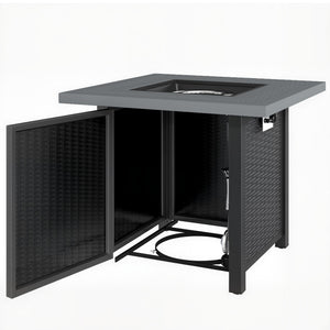 Table foyer au propane 40 000 BTU, avec pierres de lave et couvercle, noire