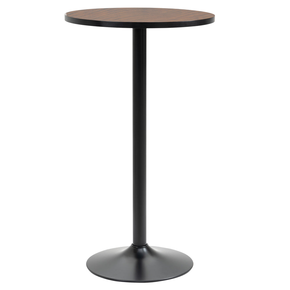 Table de bistrot haute industrielle avec base en métal et plateau en bois d'orme