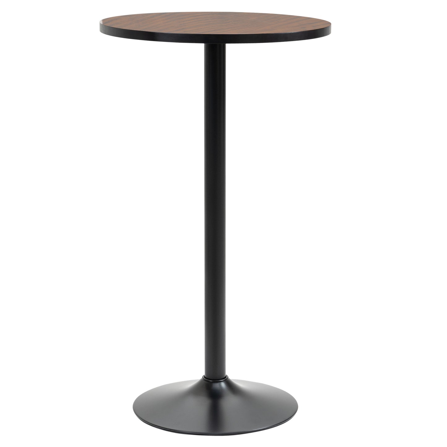 Table de bistrot haute industrielle avec base en métal et plateau en bois d'orme