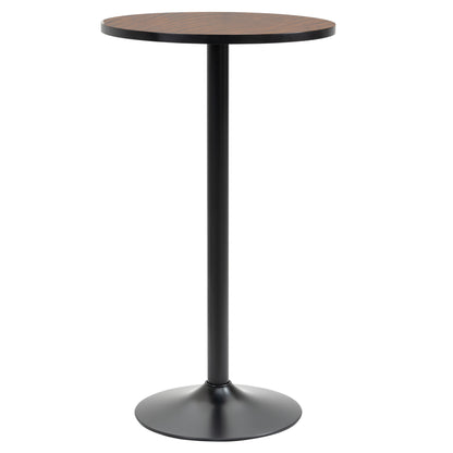 Table de bistrot haute industrielle avec base en métal et plateau en bois d'orme