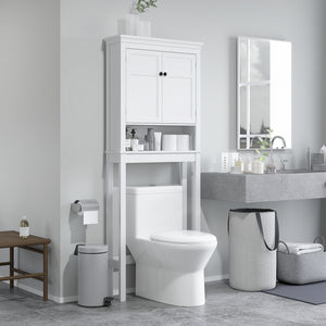 Meuble de rangement à 3 niveaux pour salle de bain avec étagère réglable, blanc