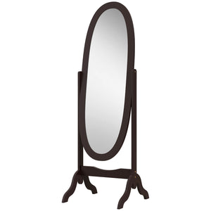 Miroir sur pied pleine longueur avec cadre ovale à angle réglable pour dressing, café