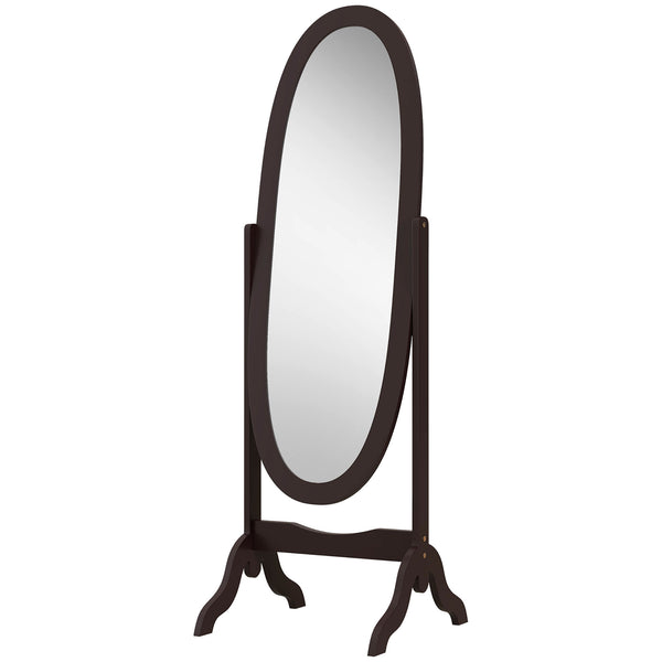 Miroir sur pied pleine longueur avec cadre ovale à angle réglable pour dressing, café