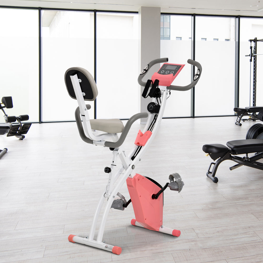 3-in-1 Folding Exercise Bike with 8-Level Magnetic Resistance, Pink