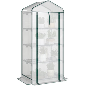 Mini greenhouse with mosquito net roof and roll-up zip door, white