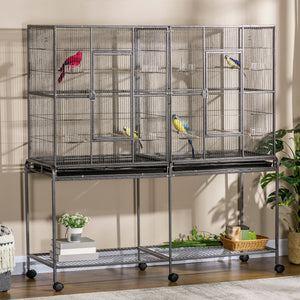 Cage à oiseaux extra large 64 po en métal avec support à roulettes