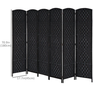 Cloison de séparation pliable avec 6 panneaux, noir