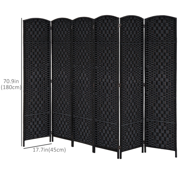 Cloison de séparation pliable avec 6 panneaux, noir