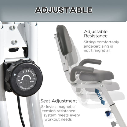 Soozier Folding Bike, Indoor Stationary Bike with 8-Level Magnetic Resistance and LCD Display, for Cardio Workout, Grey