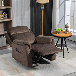 Fauteuil inclinable manuel avec massage par vibrations et poches latérales, marron