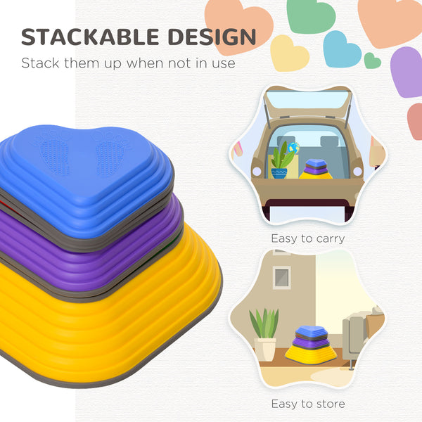 Lot de 6 pierres empilables antidérapantes pour enfants, en forme de cœur