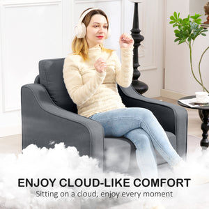 Fauteuil d'appoint moderne avec ressorts ensachés, gris anthracite
