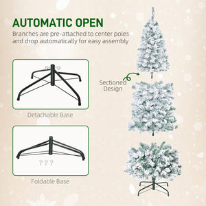 Sapin de Noël artificiel pré-éclairé de 6 pieds, fin avec lumières LED blanc chaud
