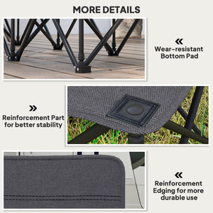 Chaise de camping pliante 6 places avec porte-gobelet et housse de transport pour camping, pique-nique et événements sportifs, gris foncé