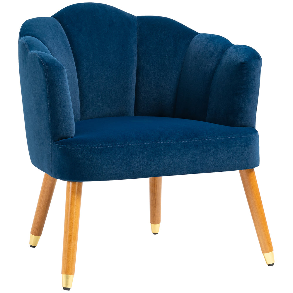 Fauteuils d'appoint avec assise rembourrée, accoudoirs et pieds en bois, bleu