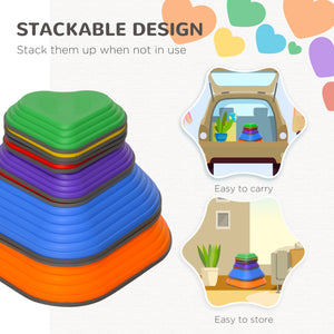 Lot de 9 pierres empilables antidérapantes pour enfants, en forme de cœur