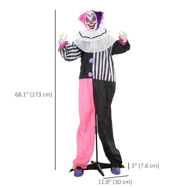 5.7FT Life Size Halloween Decoration, Animated Clown with Sound Activated, Light Up Eyes, Motion, Laugh