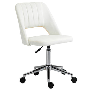 Cream white velvet mid-back office chair
