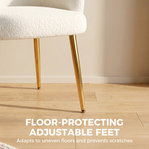Fauteuil d'appoint, dossier à pétales, style moderne, pieds en métal, couleur crème