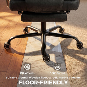 Executive Office Chair, Leathaire Big and Tall Office Chair 400 lbs with Wide Seat, Reclining, Lumbar Support, Black