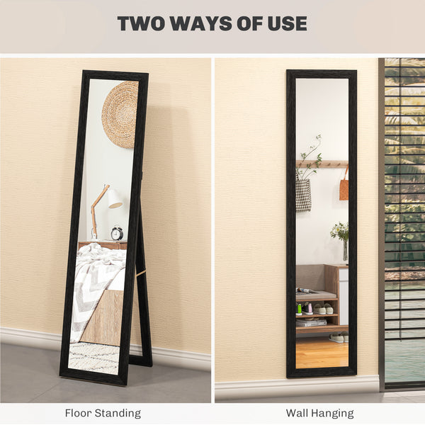 Miroir pleine longueur 38 x 157 cm pour chambre à coucher, noir