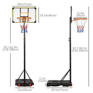 Panier de basket portable, hauteur réglable de 1,80 m à 2,10 m, avec roulettes