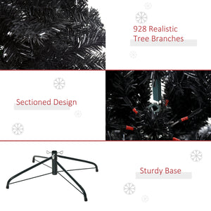 Sapin de Noël artificiel noir de 6 pieds non éclairé