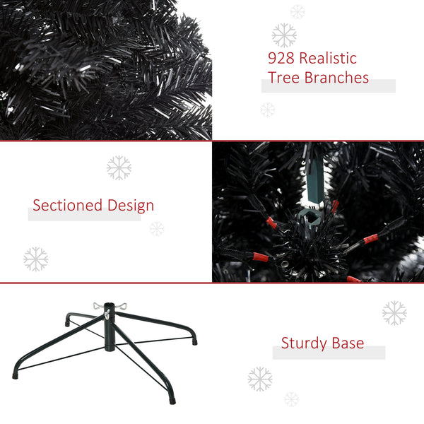 Sapin de Noël artificiel noir de 6 pieds non éclairé