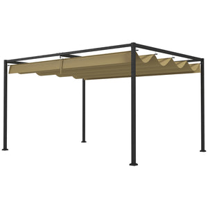 Pergola de patio 10' x 7' avec auvent rétractable, abri solaire extérieur, ombre de jardin, kaki