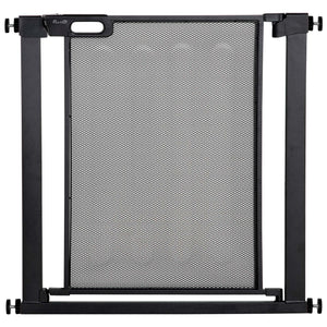 Barrière en métal avec porte à fermeture automatique et double verrouillage, noire