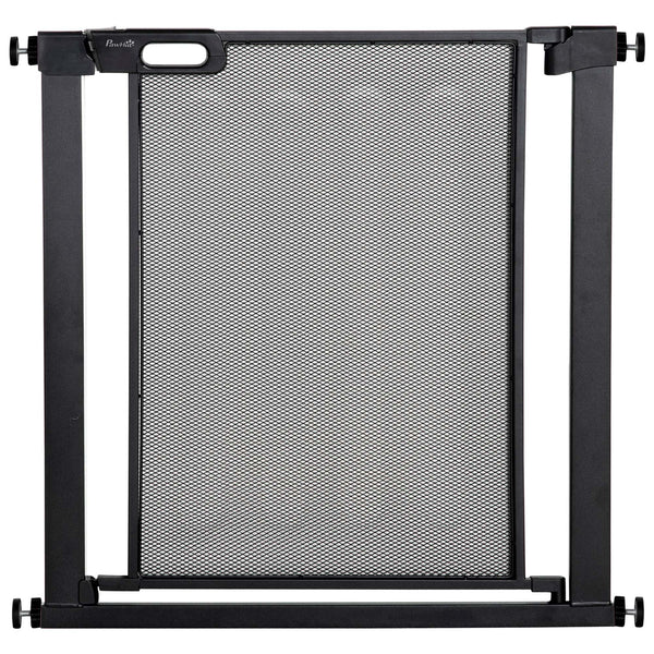 Barrière en métal avec porte à fermeture automatique et double verrouillage, noire