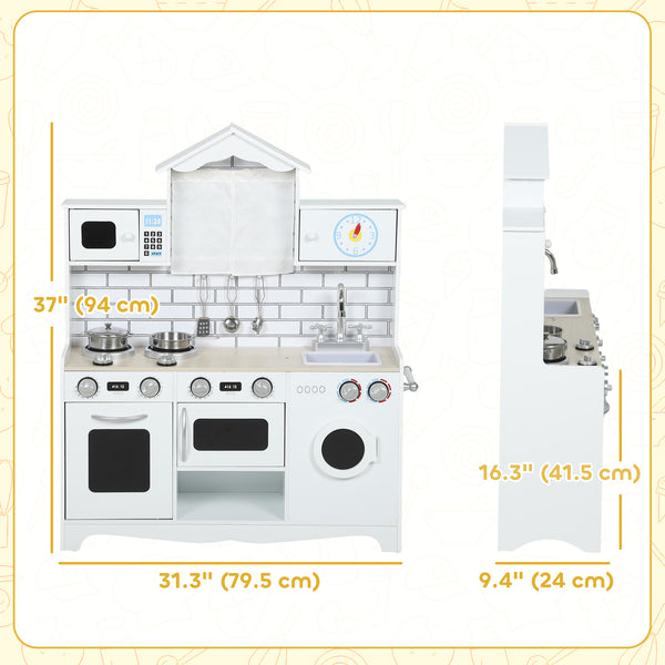 Cuisine pour enfants avec bouton sonore et horloge, blanche