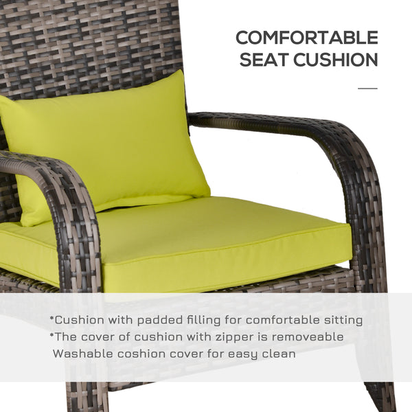 Fauteuil Adirondack en résine tressée avec coussins moelleux, vert