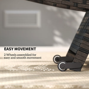 Chaise longue pliante d'extérieur en rotin inclinable avec dossier réglable sur 5 niveaux et roulettes, marron mélangé