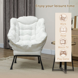 Fauteuil d'appoint avec poches latérales et pieds en acier massif, blanc crème