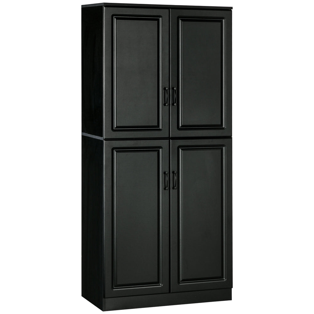 Meuble de rangement avec 4 portes battantes et étagères réglables, noir