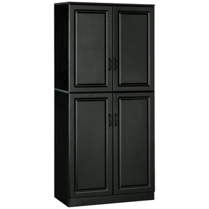 Meuble de rangement avec 4 portes battantes et étagères réglables, noir