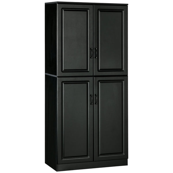 Meuble de rangement avec 4 portes battantes et étagères réglables, noir