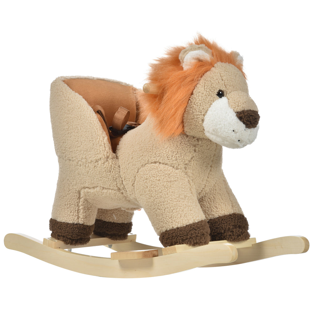 Lion à bascule avec son et ceinture de sécurité, marron
