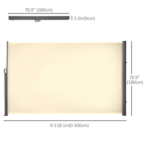 Store extérieur pliable, résistant aux UV et au vent, blanc crème